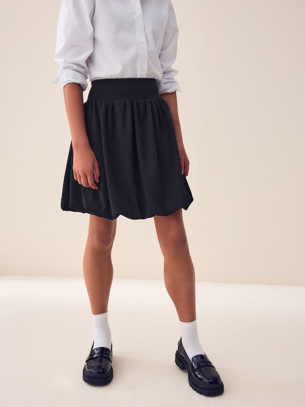 Black Pull-On Jersey Stretch Bubble Hem Skirt (3-17yrs)
