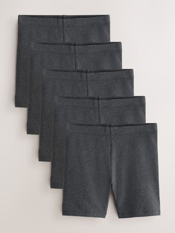 Grey Regular Length 5 Pack Cotton Rich Stretch Cycle Shorts (3-16yrs)