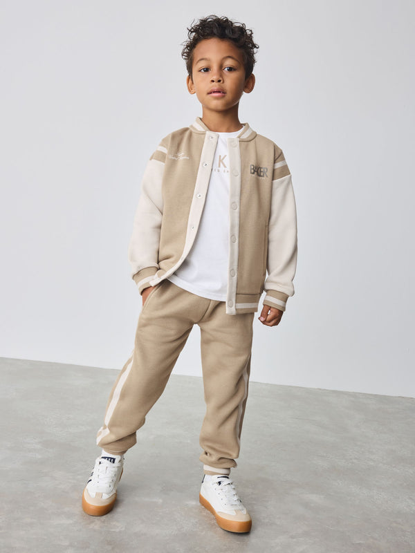 Baker by Ted Baker Stone Varsity Jacket T-Shirt and Joggers 3 Piece Set