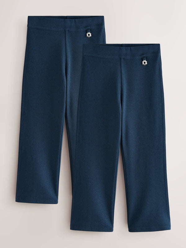 Navy Blue Pull-On Stretch Bootcut School Trousers 2 Pack (3-17yrs)