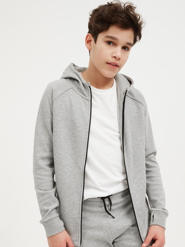 Grey Marl Tech Sportswear Zip Through Hoodie (3-16yrs)