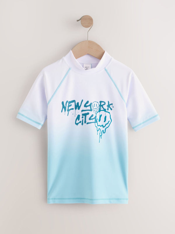 Light Blue Ombre Short Sleeve Rash Vest (1.5-16yrs)