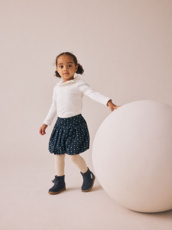 Navy Collared Top with Printed Shorts and Tights Set (3mths-7yrs)