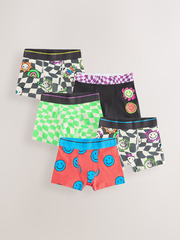 Multicolour Checkerboard Pattern Trunks 5 Pack (1.5-16yrs)