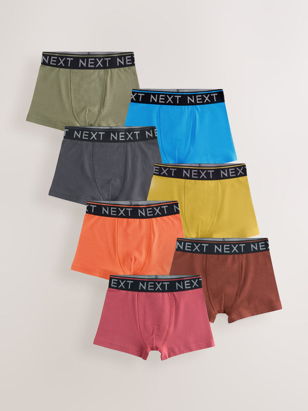 Autumnal Multi with Black Waistband Trunks 7 Pack (2-16yrs)