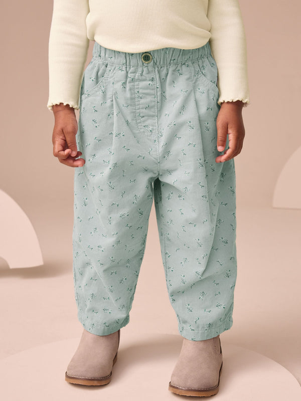 Blue Floral Print Cord Trousers (3mths-7yrs)
