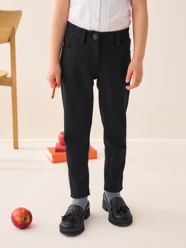 Black Shorter Length School Skinny Stretch Trousers (3-18yrs)