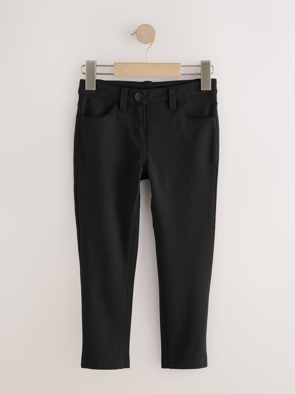 Black Shorter Length Jersey Stretch Skinny School Trousers (3-18yrs)