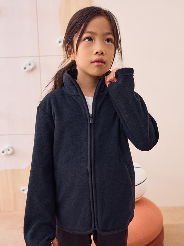 Black Zip-Up Fleece Jacket With Pockets (3-16yrs)