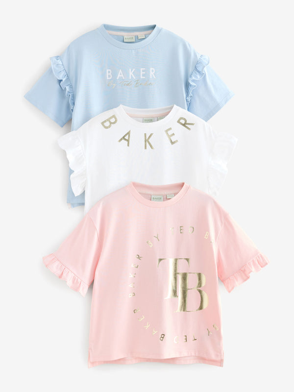 Baker by Ted Baker Frill Detail T-Shirts 3 Pack