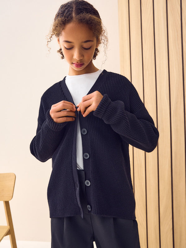 Black Cotton Rich Boxy School CardiganS (3-18yrs)