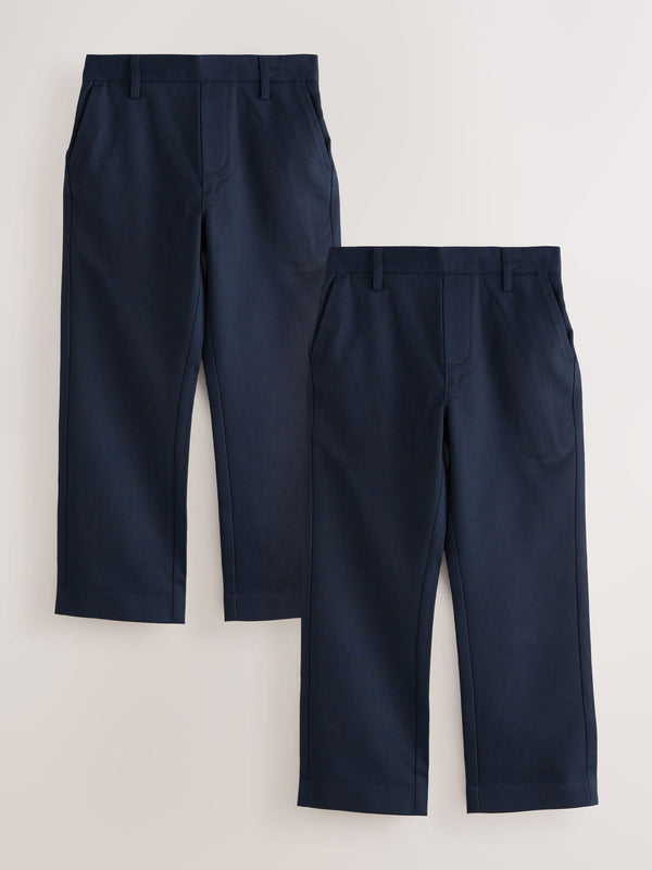 Navy Regular Leg School Trousers 2-Pack (3-17yrs)
