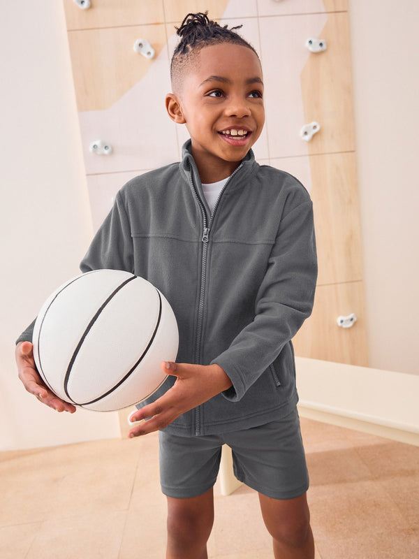 Grey Zip-Up Fleece Jacket With Pockets (3-16yrs)