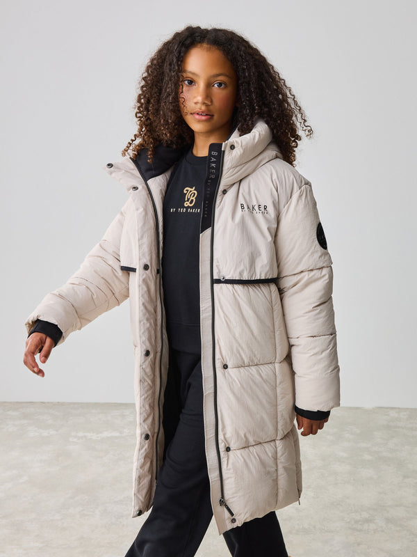 Baker by Ted Baker Girls Shower Resistant Longline Padded Coat