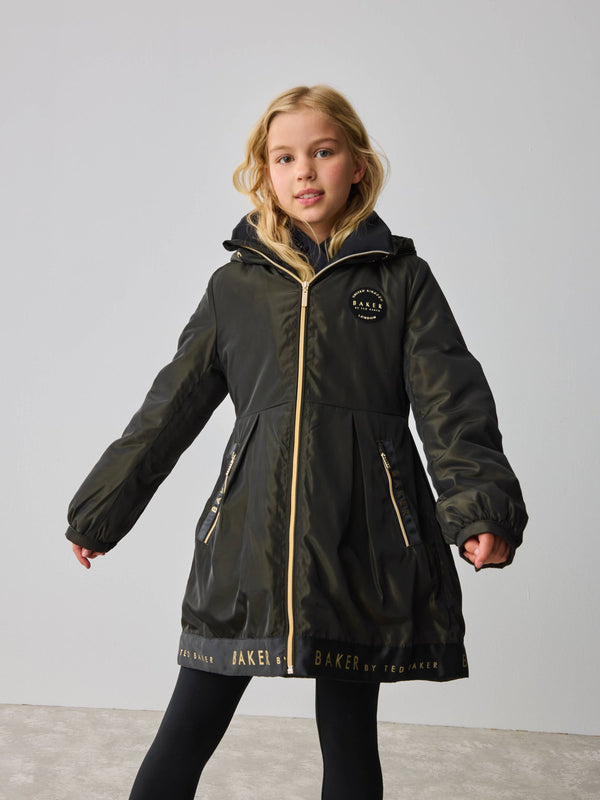 Baker by Ted Baker Shower Resistant Branded Hem Raincoat