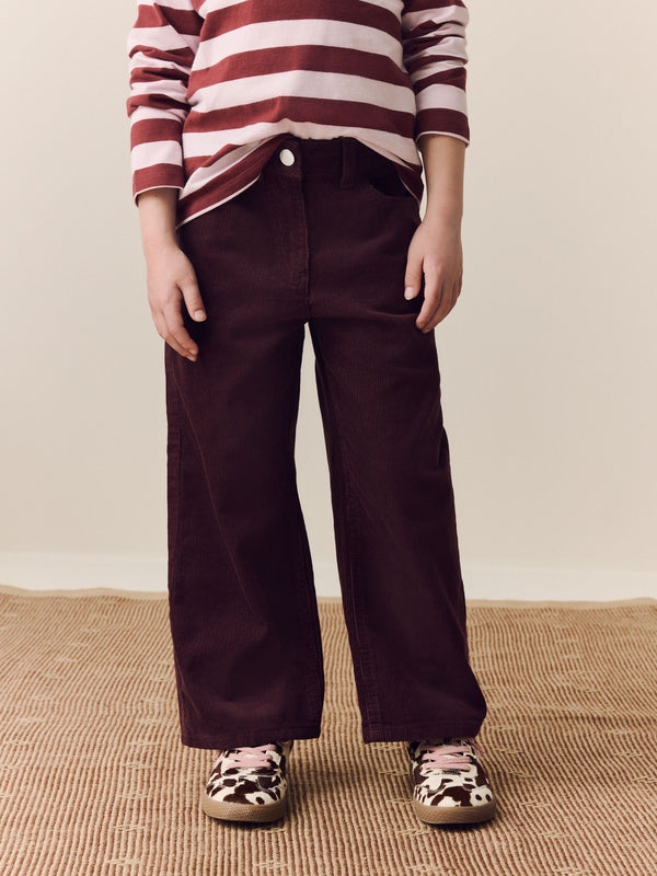 Berry Red Cord Wide Leg Trousers (3-16yrs)