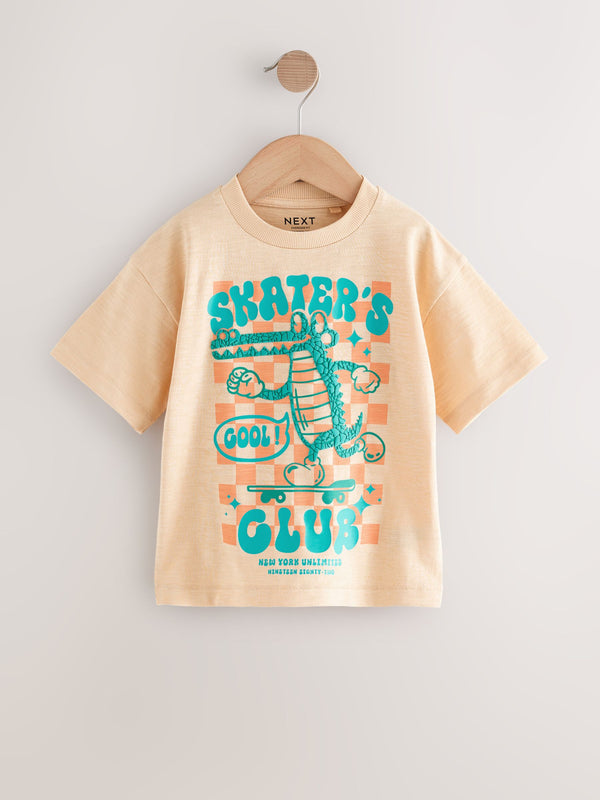 Orange Skater's Club Short Sleeve Graphic Print T-Shirt (3mths-8yrs)