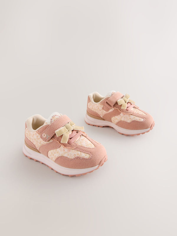 Pink Floral Elastic Lace Touch Fastening Trainers