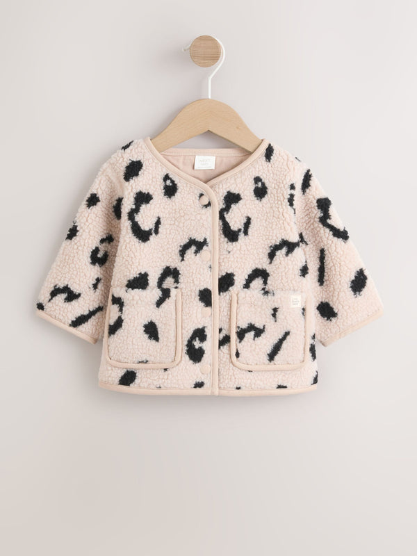Neutral Borg Leopard Print Baby Jacket (0mths-2yrs)