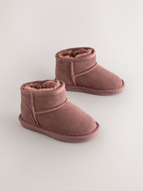 Pink Water Repellent Standard Fit (F) Suede Pull On Boots