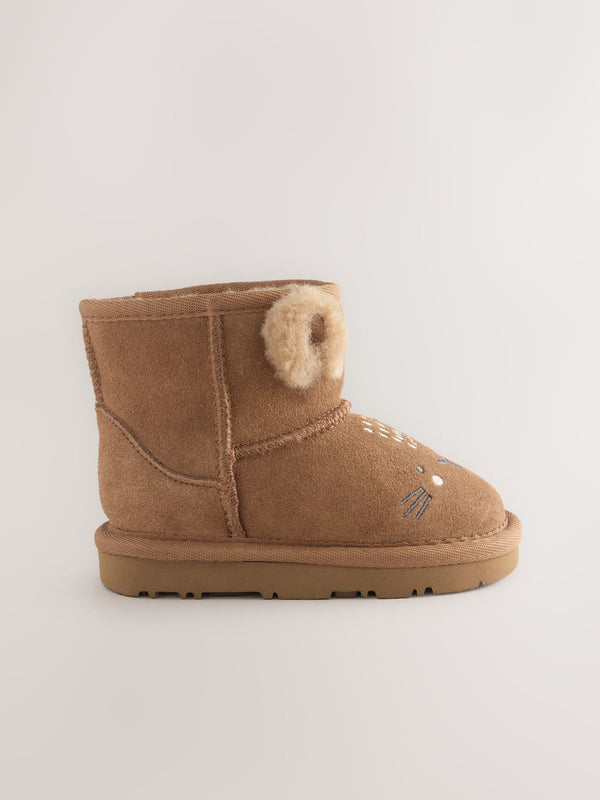 Tan Brown Bunny Suede Pull On Boots
