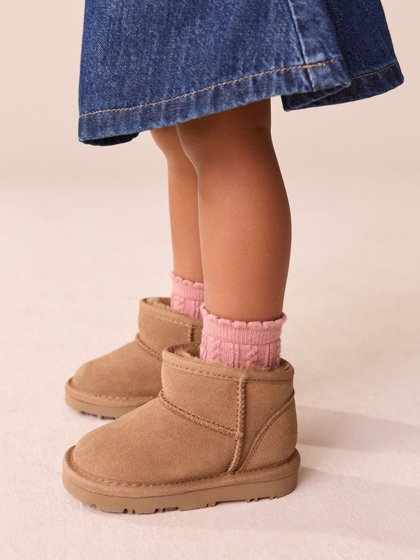 Tan Brown Water Repellent Standard Fit (F) Print Suede Pull On Boots