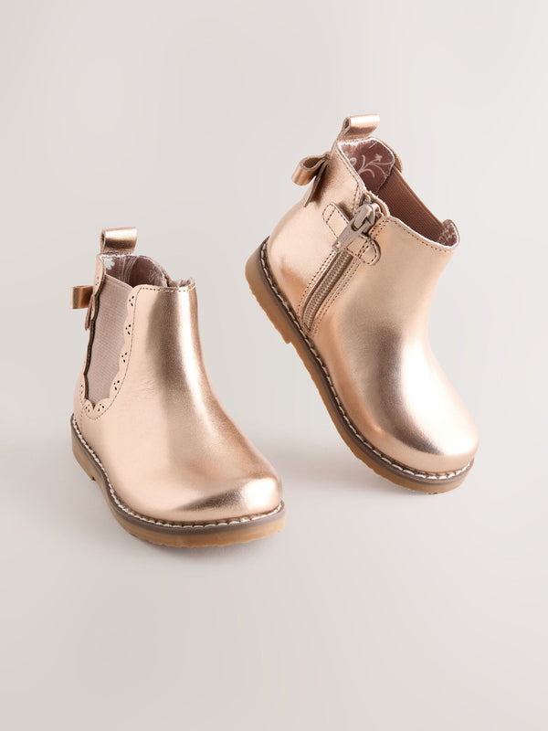 Rose Gold Standard Fit (F) Chelsea Ankle Boots