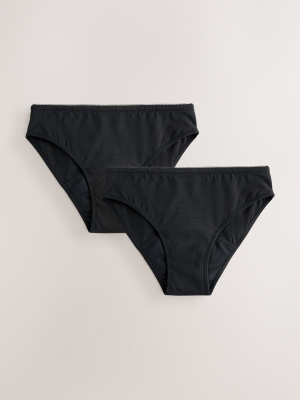 Black Light Period Bikini Briefs 2 Pack (7-16yrs)