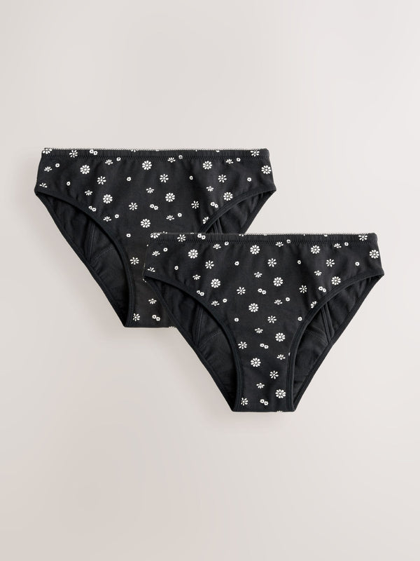 Printed Heavy Period Bikini Briefs 2 Pack (7-16yrs)