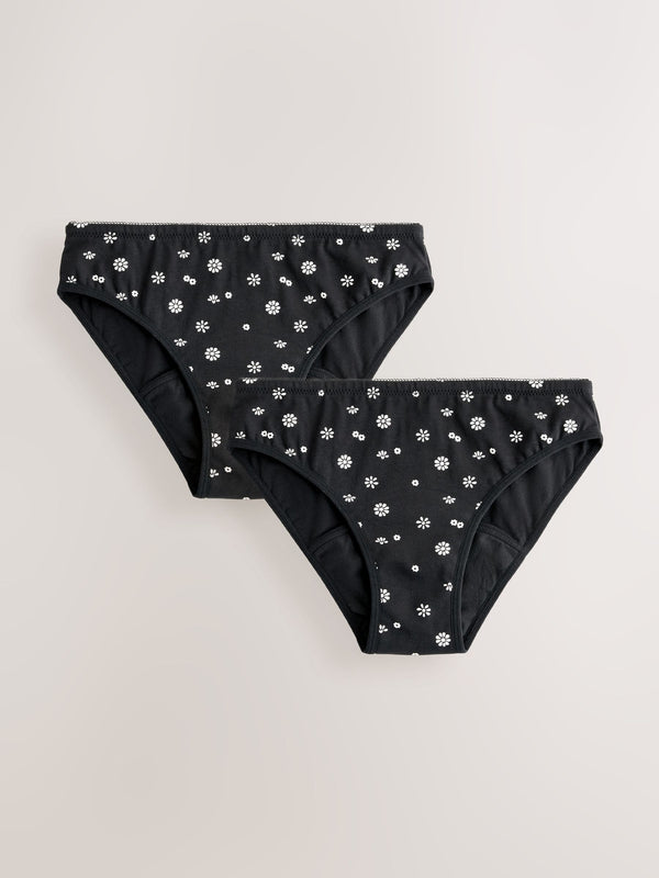 Printed Light Period Bikini Briefs 2 Pack (7-16yrs)