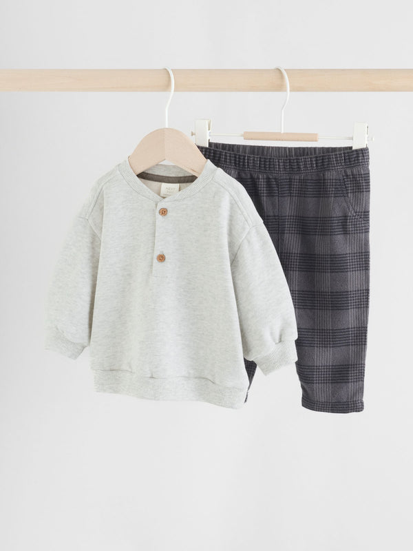 Grey Check Baby Sweatshirt and Trousers Set (0mths-2yrs)