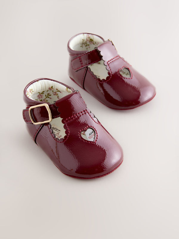 Burgundy Red Baby T Bar Shoes (0-18mths)