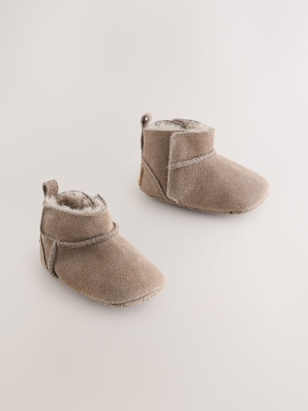 Mink Brown Suede Baby Pull-On Boots (0-24mths)