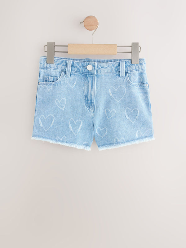 Blue Denim Regular Length Frayed Edge Denim Shorts (3-16yrs)