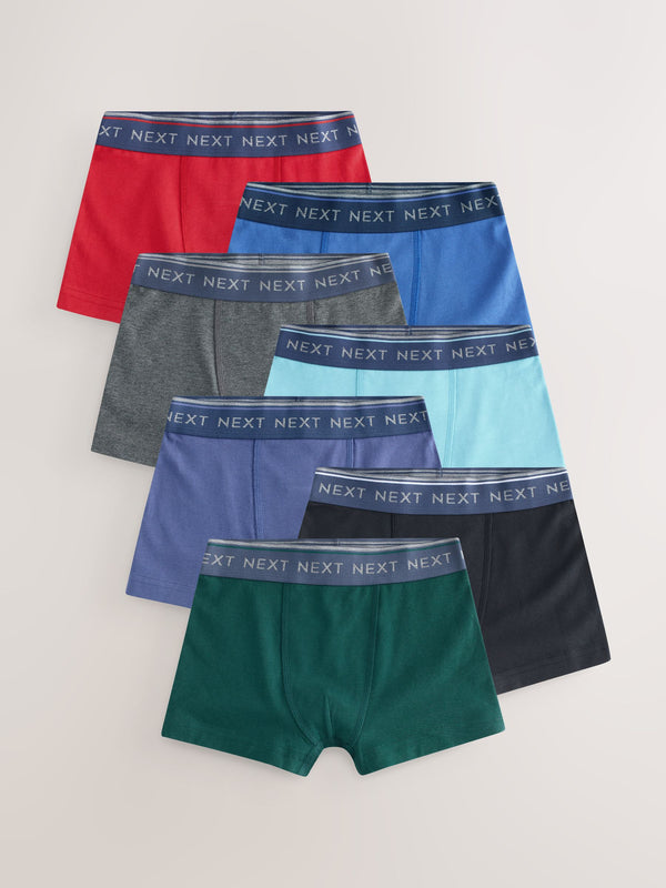 Primary Colours with Black Waistband Trunks 7 Pack (2-16yrs)