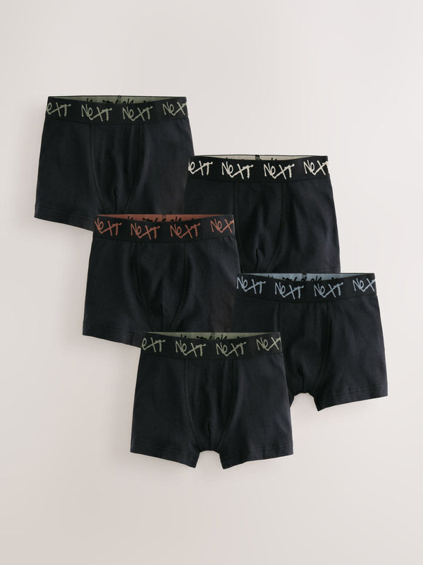 Black with Grafitti Next Waistband Trunks 5 Pack (1.5-16yrs)