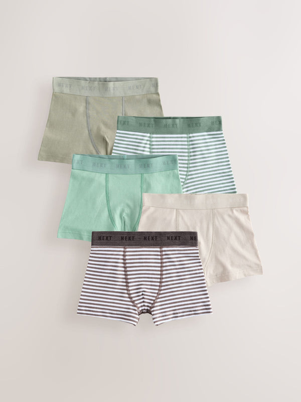 Green/Ecru Stripes Pattern Trunks 5 Pack (1.5-16yrs)