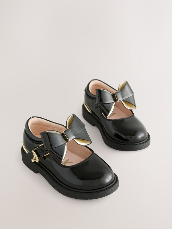 Baker by Ted Baker Girls Back to School Chunky Black Shoes with Bow