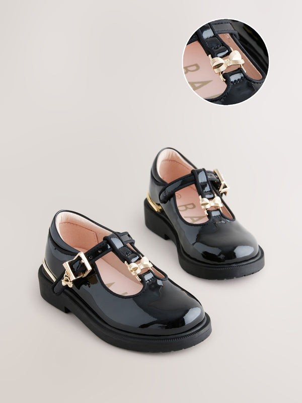 Baker by Ted Baker Girls Back to School Patent T-Bar Chunky Mary Jane Black Shoes