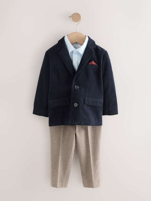 Navy Corduroy Blazer Shirt and Trousers Set (3mths-9yrs)