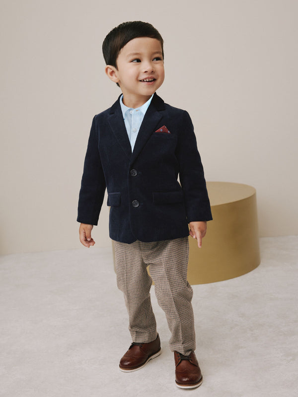 Navy Corduroy Blazer Shirt and Trousers Set (3mths-9yrs)