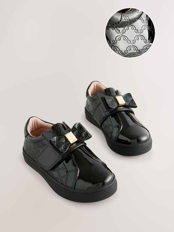 Baker by Ted Baker Boys Back to School Patent Bow Black Trainers
