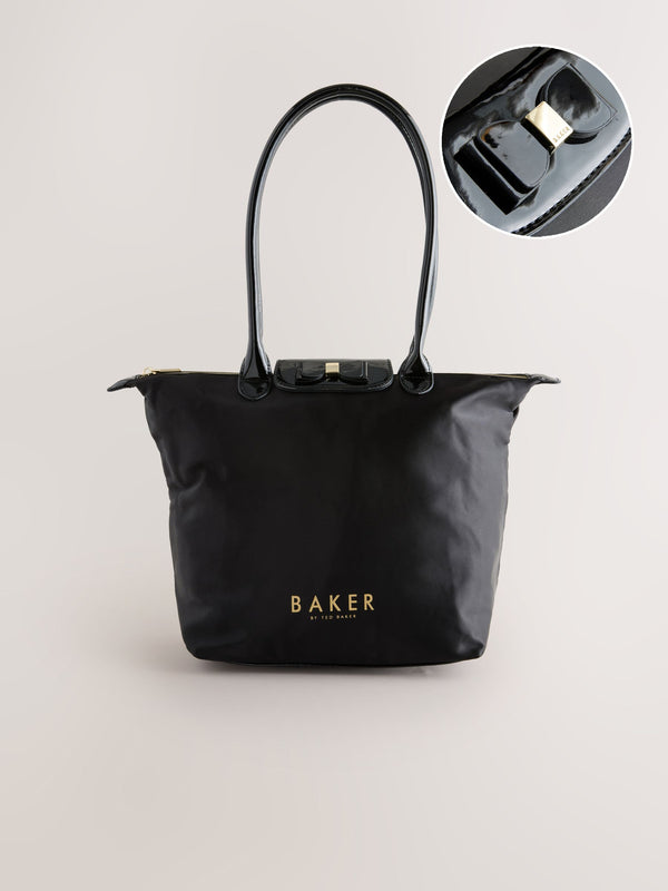 Baker by Ted Baker Girls Back to School Nylon Bow Black Tote Bag