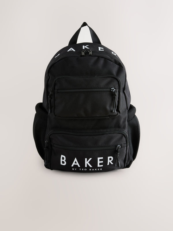 Baker by Ted Baker Boys Back to School Double Pocket Black Backpack