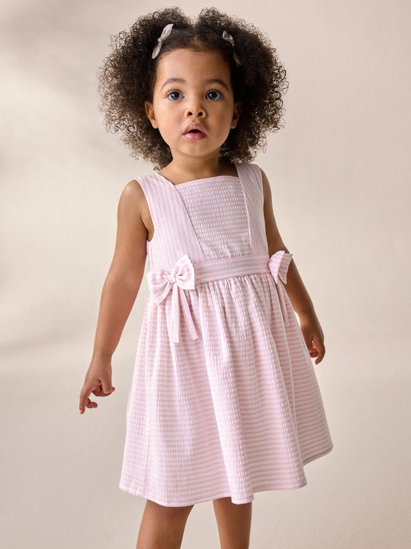 Pink/White Stripe Bow Detail Prom Dress (3mths-8yrs)