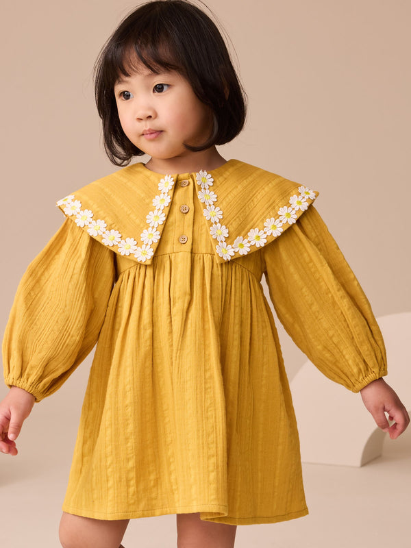Ochre Yellow Daisy Collar Dress (3mths-8yrs)