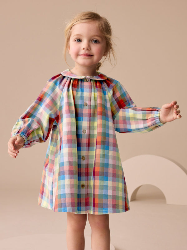 Multi Check Print 100% Cotton Shirt Dress (3mths-8yrs)