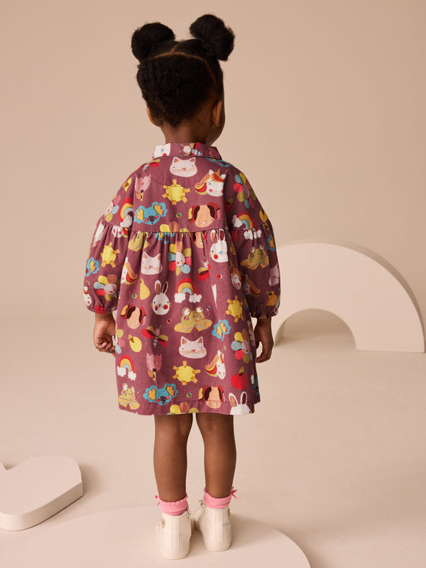 Brown Character Cotton Shirt Dress (3mths-8yrs)