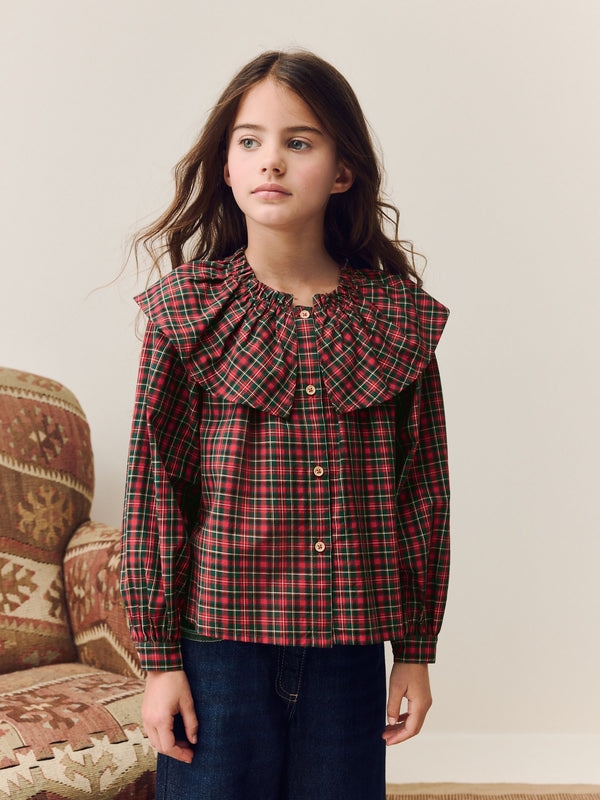 Red Check Ruffle Collar Blouse (3-16yrs)