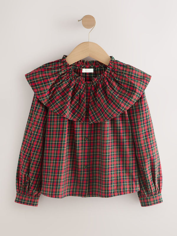 Red Check Ruffle Collar Blouse (3-16yrs)